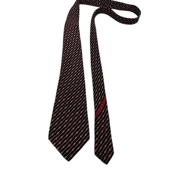 Stefano Ricci Italian Rep Tie arrow diagonal pattern red black white 100% Silk - Picture 6 of 6